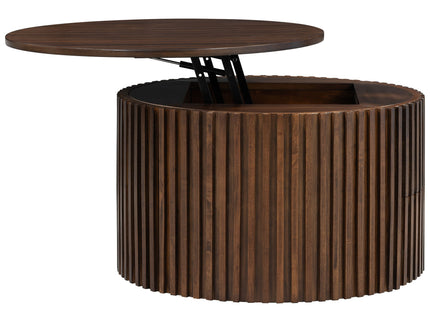 Round Lift Top Coffee Table With Hidden Storage For Living Room