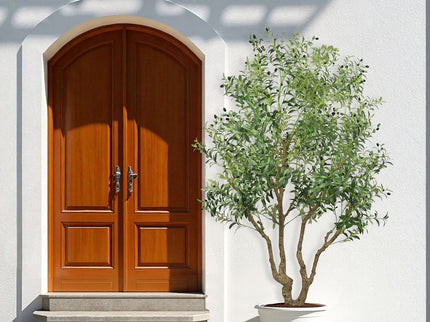 Artificial Olive Tree Large With Trunk, Indoor / Outdoor Decorative Plant For Living Room - Green