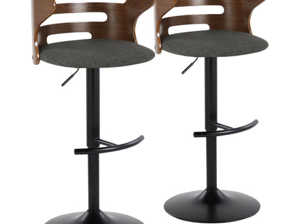 Cosi - Mid Century Modern Adjustable Barstool With Swivel With Rounded T Footrest (Set of 2)