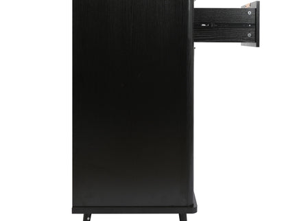 Fluted Coffee Bar Cabinet With Mini Fridge Space & Charging Station