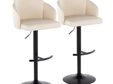 Dahlia - Contemporary Adjustable Barstool With Swivel With Rounded T Footrest (Set of 2)