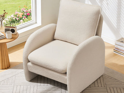 Modern Sherpa Upholstered Accent Chair, Comfortable Living Room Armchair, Lounge Chair For Bedroom, And Office