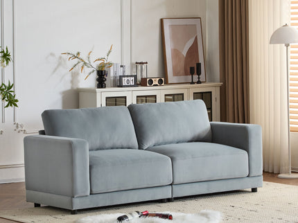 Modern Square Arm Sofa With Soft Fabric Upholstery, Deep Cushions