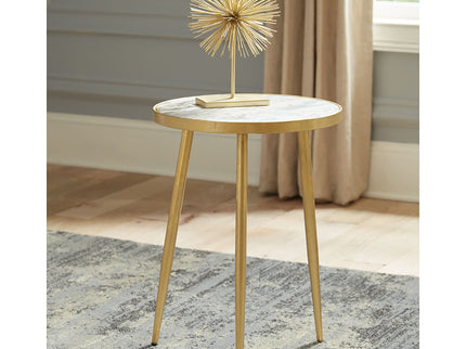 Delilah - Marble And Table Elegant Round Design With Polished - White / Gold