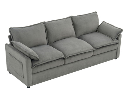 Modern 3 Seater Sofa With Side Storage Pockets For Living Room