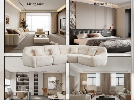 Luxury Curved Corner Sectional Sofa With 4 Pillows