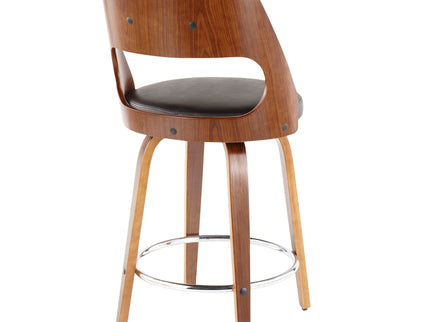 Cecina - Mid-Century Modern Fixed Height Counter Stool With Swivel And Round Footrest (Set of 2)