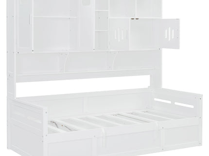 Daybed With All-In-One Cabinet And Shelf
