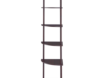 Corner Bookcase With 5 Shelves, Compact Design For Living Room - Cappuccino
