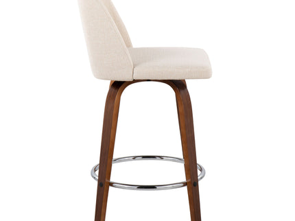 Toriano - Mid-Century Modern Fixed Height Counter Stool With Round Footrest (Set of 2)
