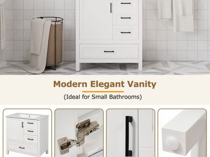 Modern Bathroom Vanity With Ceramic Sink, Solid Frame And Storage Solutions
