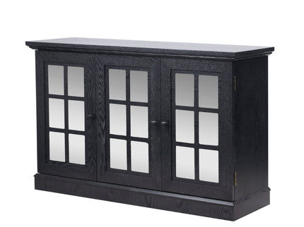 Storage Cabinet With 3 Mirrored Acrylic Doors, Adjustable Shelves