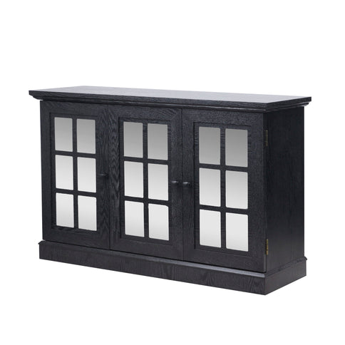 Storage Cabinet With 3 Mirrored Acrylic Doors, Adjustable Shelves