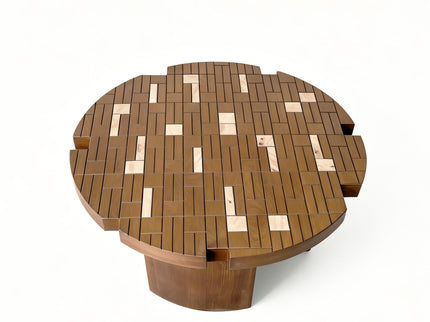 Round End Table For Living Room - Brown / Yellow