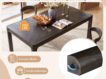 Rectangular Dining Table With Parquet Top, Rounded Corners