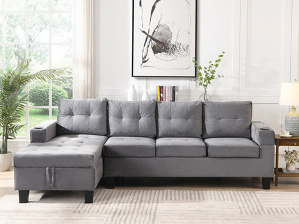 Modern Sectional Sofa Set With L Shape Chaise Lounge And Storage