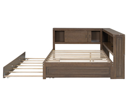 Daybed With Storage Shelves, LED, USB, And Trundle