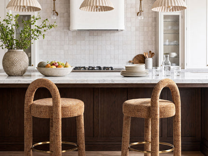 Penny - Round Arched Fully Upholstered Counter Stool (Set of 2) - Orange