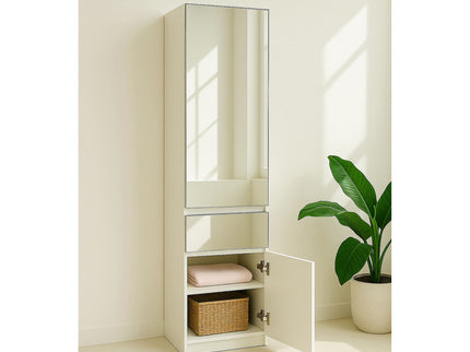 Elise - Slim Modular Closet Cabinet With Mirror - White