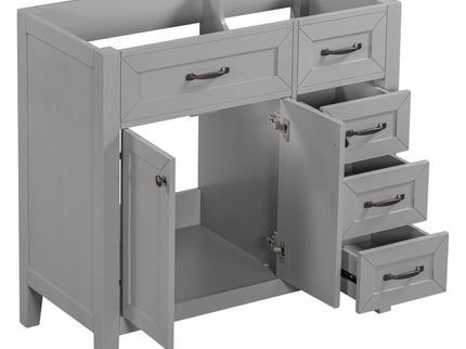 Modern Bathroom Vanity Base Only, 2 Doors And 3 Drawers