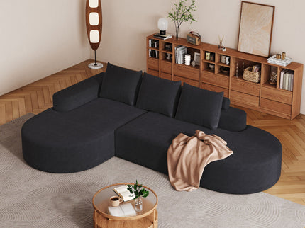 Modern Curved Sofa, L-Shaped Modular Sectional Set With 3 Pillows