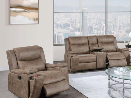 Modern Manual Motion Living Room Set With Hidden Cup Holders
