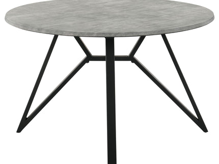 Vellux - 5 Piece Round Dining Table Set With Concrete Top Upholstered Chairs - Gunmetal