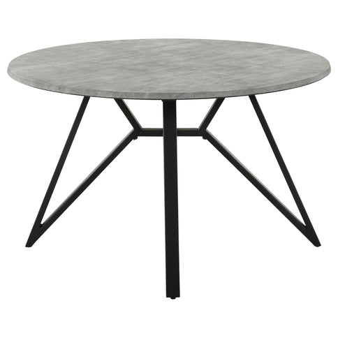 Vellux - 5 Piece Round Dining Table Set With Concrete Top Upholstered Chairs - Gunmetal