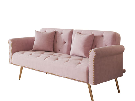 Luxurious Sofa Bed With Nail Head Trim And Matching Pillow