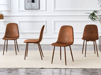 (Set of 4) Backrest AndTransfer Legs Chairs Adding A Touch Of Elegance To Minimalist And Scandinavian Style Homes - Walnut