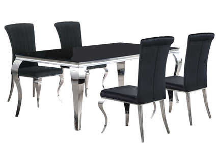 5 Piece Rectangular Dining Set With Upholstered Chairs - Black
