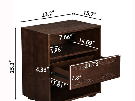 Nightstand With USB Ports & Outlet Hole, End Table With Drawer