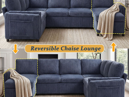 Convertible U-Shaped Sectional Sofa Bed With USB Ports And Storage