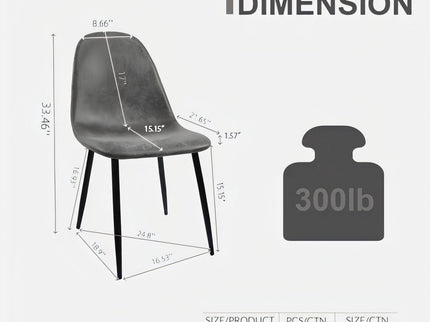 Modern Accent Dining Chairs Upholstered Seat, Metal Legs (Set of 4)