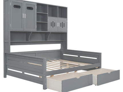 Daybed With All-In-One Cabinet And Shelf