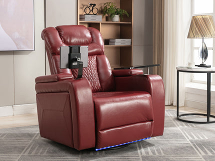 270 Degree Swivel Power Recliner With Tray Table, Phone Holder, Cup Holder, USB Port