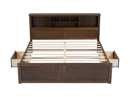 Platform Bed With Multi Storage Headboard, USB And Drawers