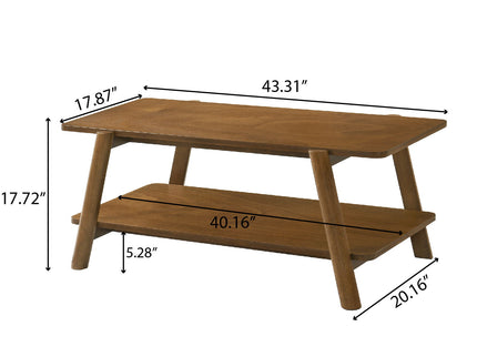 Metz - Mid-Century Modern Wood Shelf 3 Piece Coffee Table Set - Walnut