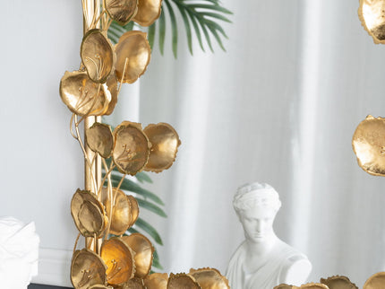 Full Length Mirror With en Leaf Accents, Floor Miiror For Living Room Bedroom - Gold