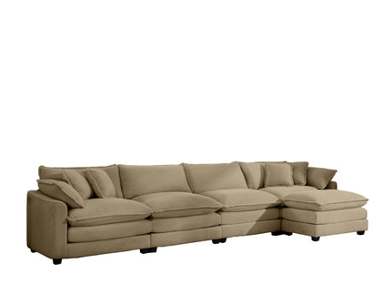 Oversized Modular Cushion Sofa With Ottoman, Low Back, Deep Seating Sofa Set