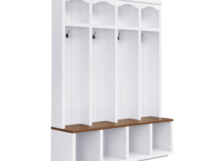 Entryway Hall Tree With Bench, 4 Hooks & Open Storage Space