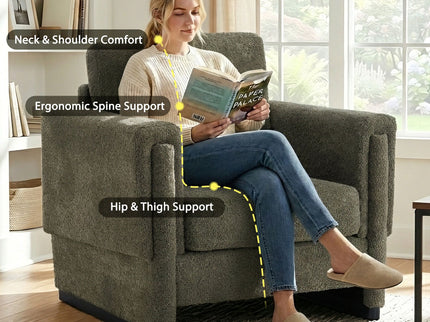 Upholstered Accent Armchair With Square Arm