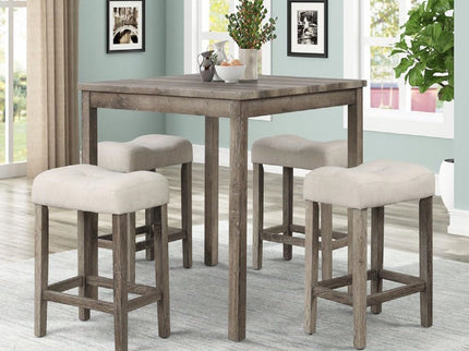 Transitional Counter Dining Set With 4 Tufted Stools