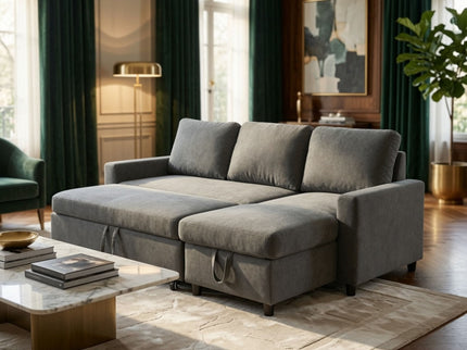 L - Shaped Convertible Sofa Bed With Storage Chaise