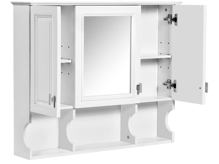 Wall Mounted Bathroom Medicine Wall Cabinet With Mirror & Open Shelves