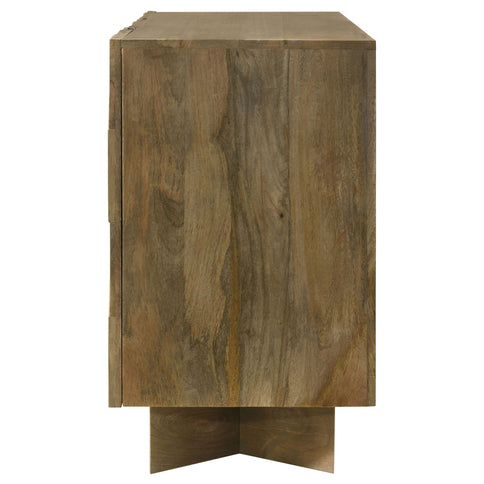 Roman - 3 Door Server With Chevron Design - Brown