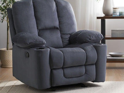 Luxurious Manual Recliner Chair With Skin-Friendly Fabric And Dual Cup Holders