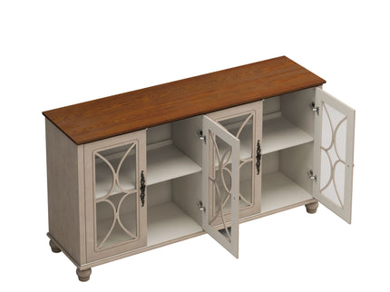 Elegant 4 Door Cabinet With Tempered Glass Doors