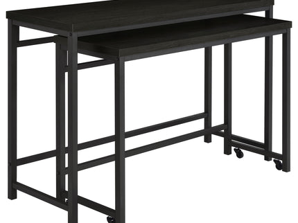 Klekner - 4 Piece Counter Height Table Set With Nesting Tables And Backless Stools - Charcoal