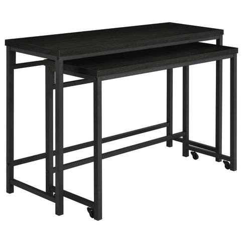 Klekner - 4 Piece Counter Height Table Set With Nesting Tables And Backless Stools - Charcoal